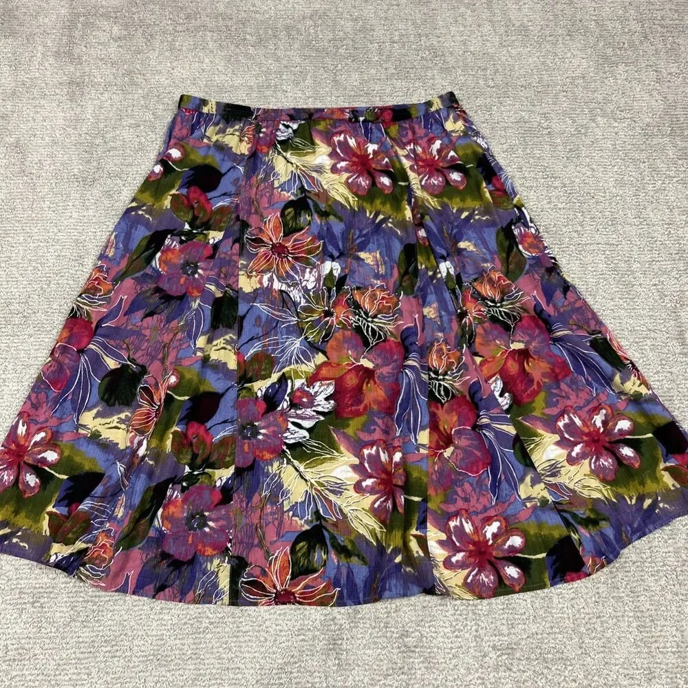 Napa Valley Maxi Skirt Womens 22W Purple Pink Floral Stretch Waist Cottage Core - Picture 4 of 4